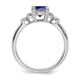 Sterling Silver Rhodium-plated Created Sapphire and Diamond Ring